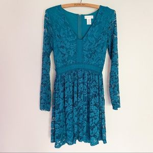 Altar'd State Long Sleeve Lace Midi Dress